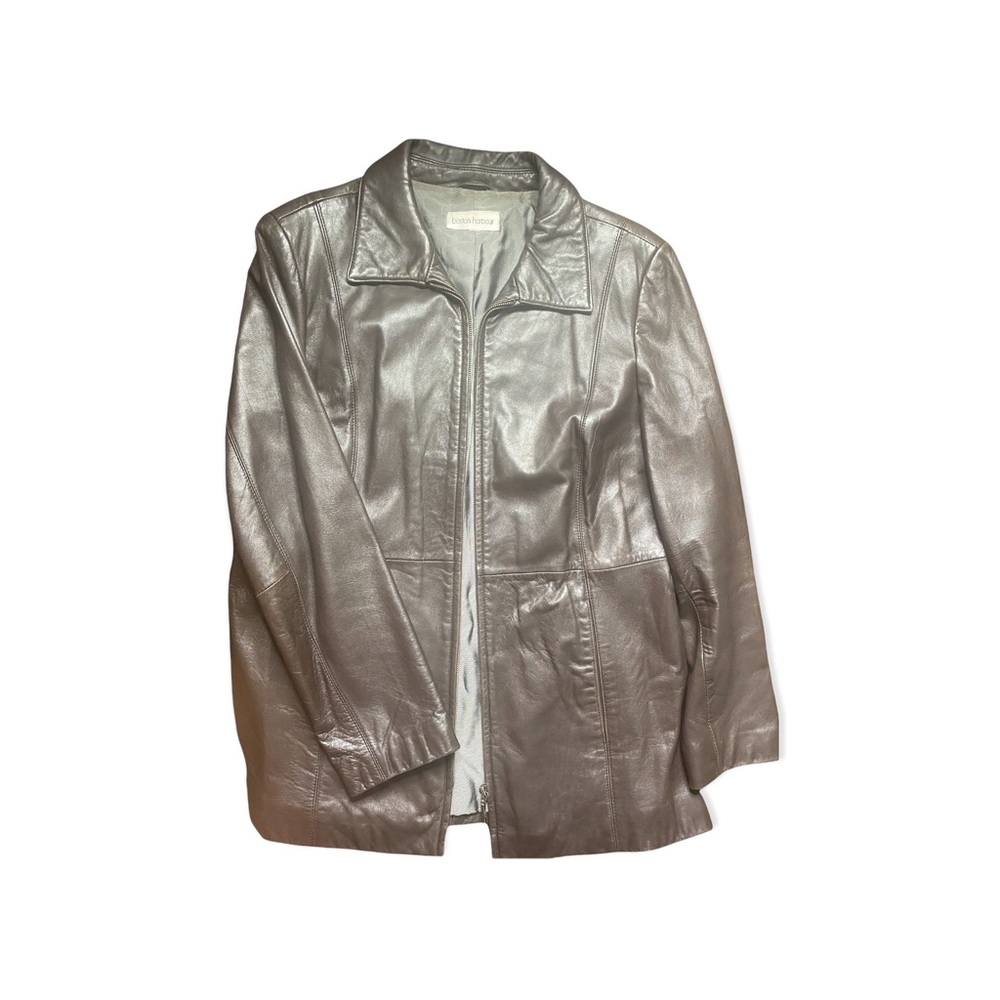 Brown mid leather coat